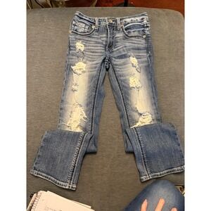 BKE Conner Bootcut Kids Distressed Jeans Medium Wash Size 12 Adjustable Waist